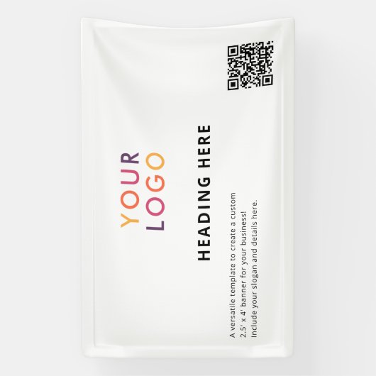Business Logo QR Code Adverteren Wit Spandoek (Verticaal)