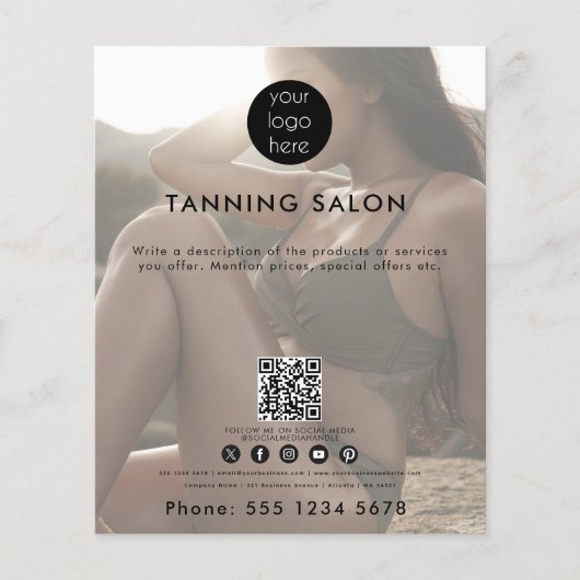 Business Logo QR Code Beauty Spray Tan Verbleekt F Flyer (Voorkant)