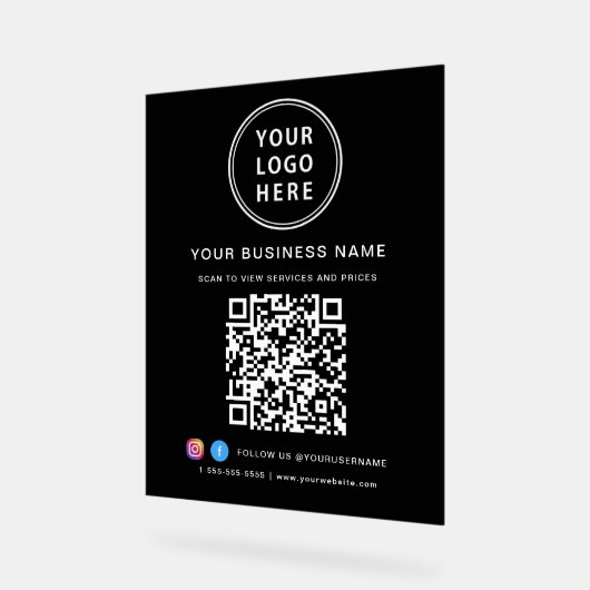 Business Logo QR Code Black (Angle)