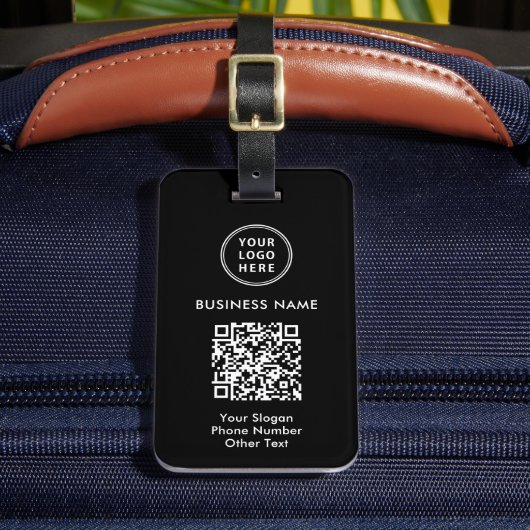 Business Logo QR Code Black Bagagelabel (Voorkant Insitu 2)