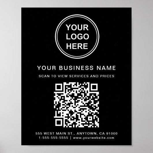 Business Logo QR Code Black Poster (Voorkant)
