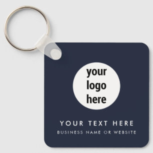 Business Logo QR Code Blue Minimalist Business Sleutelhanger