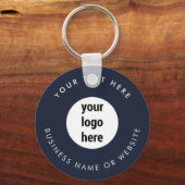 Business Logo QR Code Blue Minimalist Business Sleutelhanger (Voorkant)