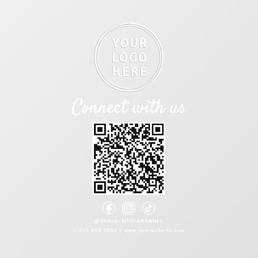 Business Logo QR Code Connect With Us White Raamsticker (Vel)