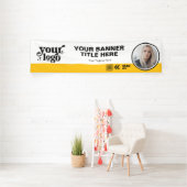 Business Logo QR Code Foto Binnen Outdoor Geel Spandoek (Insitu)