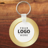 Business Logo QR Code Gold White Employee Sleutelh Sleutelhanger (Voorkant)