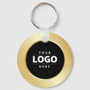 Business Logo QR Code Goud Zwart Medewerker Sleute Sleutelhanger