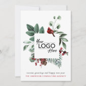 Business Logo QR Code Kerst Rood Kardinaal Feestdagenkaart (Voorkant)