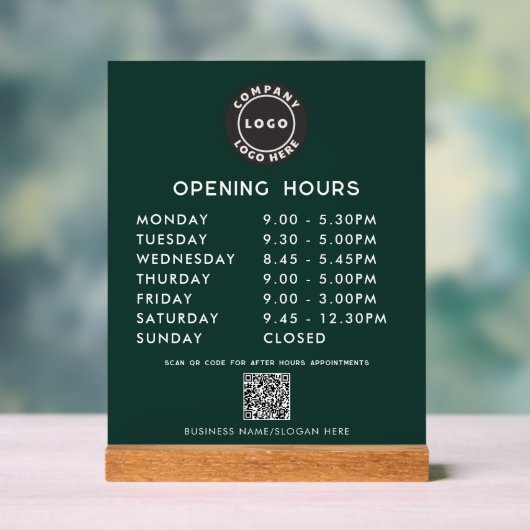Business Logo QR Code Opening Hours Green (Neutre)