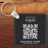 Business Logo QR Code Promotie Modern Zwart Sleutelhanger (Voorkant)