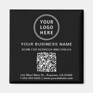 Business Logo QR-code - Promotie zwart Magneet