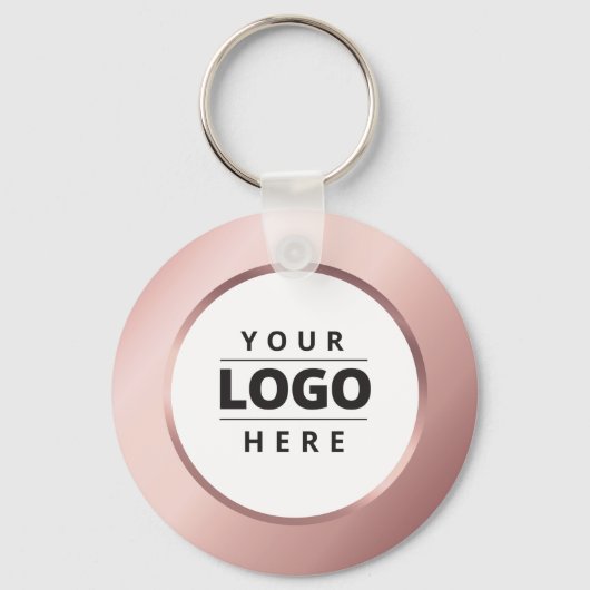 Business Logo QR Code Roos Gold Employee Sleutelha Sleutelhanger (Voorkant)