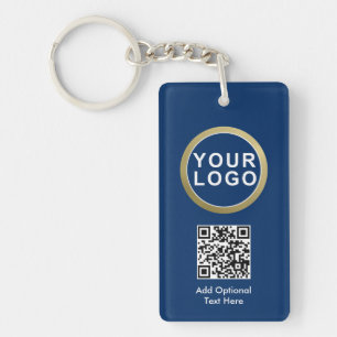 Business Logo QR Code Sleutelhanger Blauw