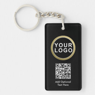 Business Logo QR Code Sleutelhanger   Zwart wit