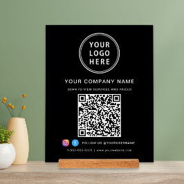 Business Logo QR Code Social Media Black Acryl Bord