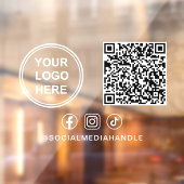 Business Logo QR Code Social Media Horizontal Raamsticker (Vel 2)