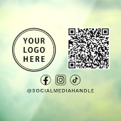 Business Logo QR Code Social Media Horizontal Raamsticker (Vel 3)