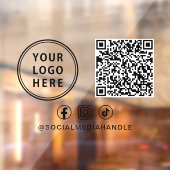 Business Logo QR Code Social Media Horizontal Raamsticker (Vel 2)