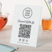 Business Logo QR Code Tabletop Reclamebord Met Voetstuk (Insitu)