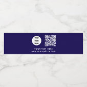 Business Logo QR Code Text Website Blue Customer Waterfles Etiket (Enkel label)