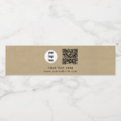 Business Logo QR Code Text Website Kraft Customer Waterfles Etiket (Enkel label)