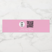 Business Logo QR Code Text Website Pink Customer Waterfles Etiket (Enkel label)