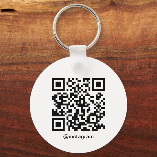 Business Logo QR Code White Sleutelhanger (Achterkant)