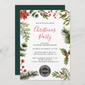 Business Logo Red Berries Script Kerstfeest Kaart (Voorkant / Achterkant)