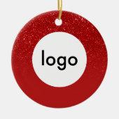 Business Logo Red Glitter Keramisch Ornament (Voorkant)