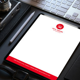 Business Logo Rood en Wit Eenvoudig Briefhoofd