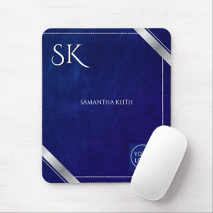 Business Logo Royal Blue Leather 2025 Custom Muismat