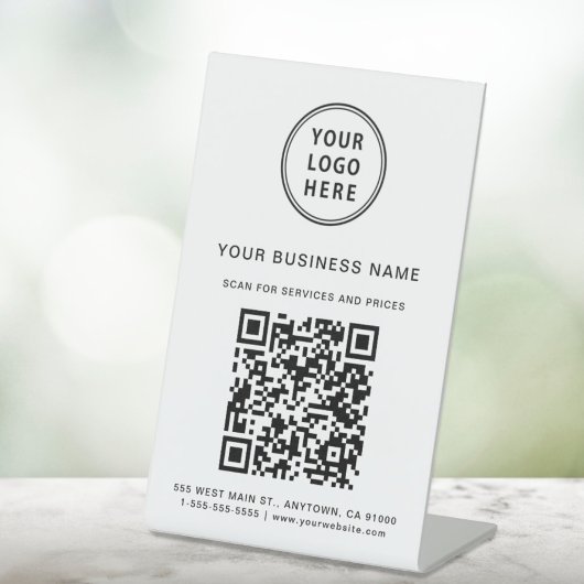 Business Logo Scan me QR-code Reclamebord Met Voetstuk