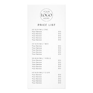 Business Logo Service prijslijst Chic Modern Reclamekaart
