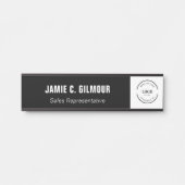 Business logo Simple Black White Custom Employee Deurbordje (Voorkant)