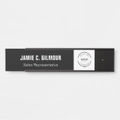 Business logo Simple Black White Custom Employee Deurbordje (Voorkant)