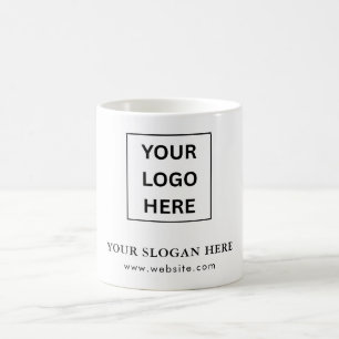 Business Logo stap- en herhalingsweergave van gebe Koffiemok