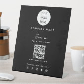 Business Logo Uitzicht Menu QR Code Social Media Reclamebord Met Voetstuk (Insitu)