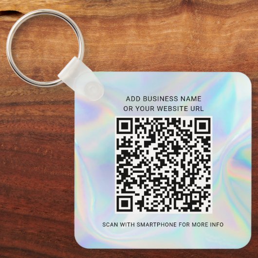 Business Logo Website en QR Code Holographic Sleutelhanger (Voorkant)