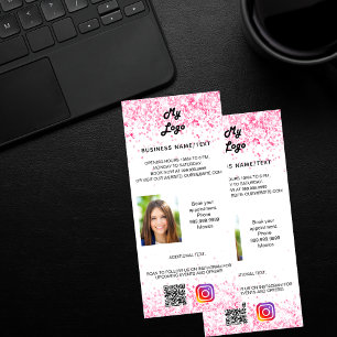 Business logo white roze foto qr code instagram reclamekaart
