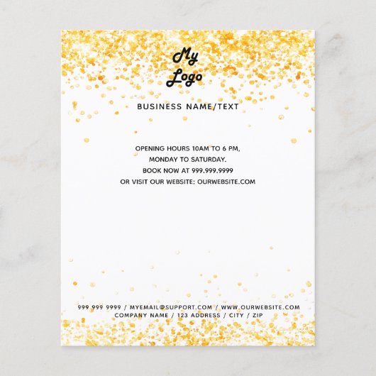 Business logo witgouden confetti flyer (Voorkant)