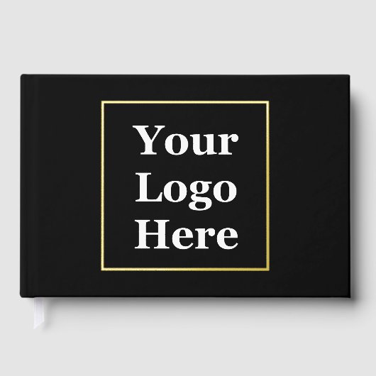 Business Logo zwart en goudfolie Sjabloon Gastenboek (Voorkant)