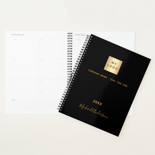 Business logo zwart gouden naam elegant 2025 planner (Display)