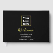 Business Logo Zwart Wit en Goud Script Welkom Gastenboek (Voorkant)
