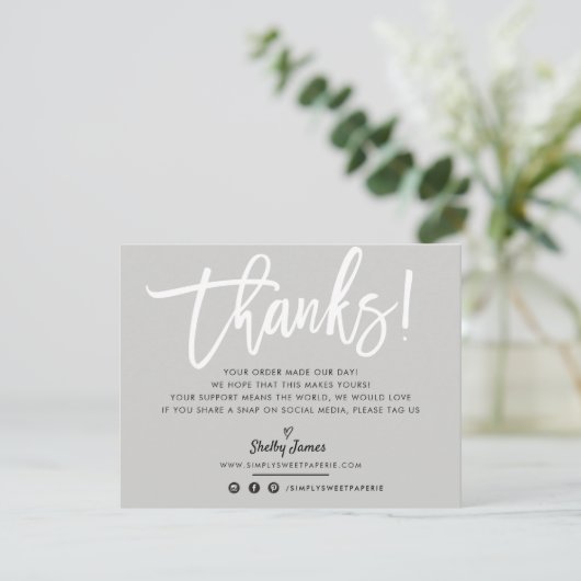 BUSINESS MERCI chic blanc script gris (Debout devant)