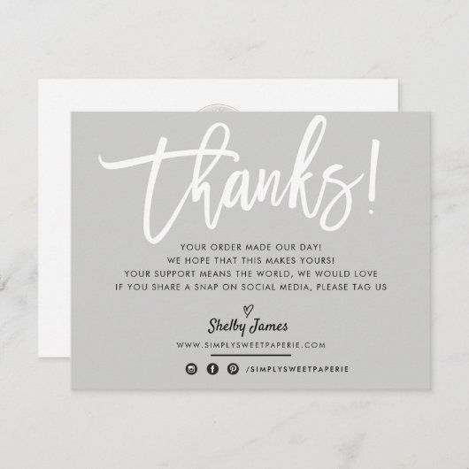 BUSINESS MERCI chic blanc script gris (Devant / Derrière)