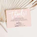 BUSINESS MERCI chic blanc script rose pâle<br><div class="desc">par kat massard >>> WWW.SIMPLYSWEETPAPERIE.COM<<< Envoyer et message de MERCI spécial supplémentaire avec style et pizzazz pour vos clients. Ajoutez votre logo ou votre photo sur le dos et avez même écrit une note personnelle / ou ajouter une promotion - excellent service à la clientèle professionnel qui les maintiendra revenir!...</div>