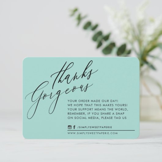 BUSINESS MERCI chic calligraphie menthe vert (Debout devant)