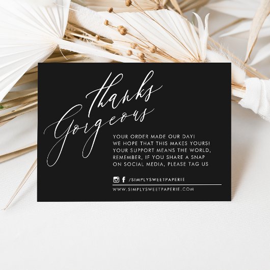 BUSINESS MERCI chic calligraphie noir inverse