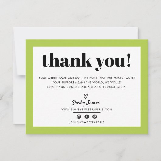 BUSINESS MERCI chic moderne citron vert LOGO (Devant)