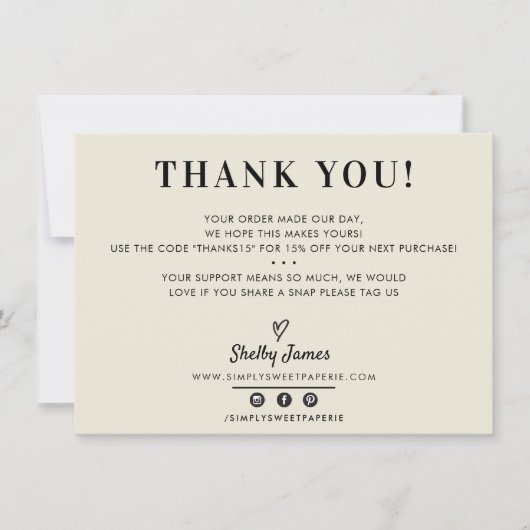 BUSINESS MERCI chic simple moderne ivoire noir (Devant)